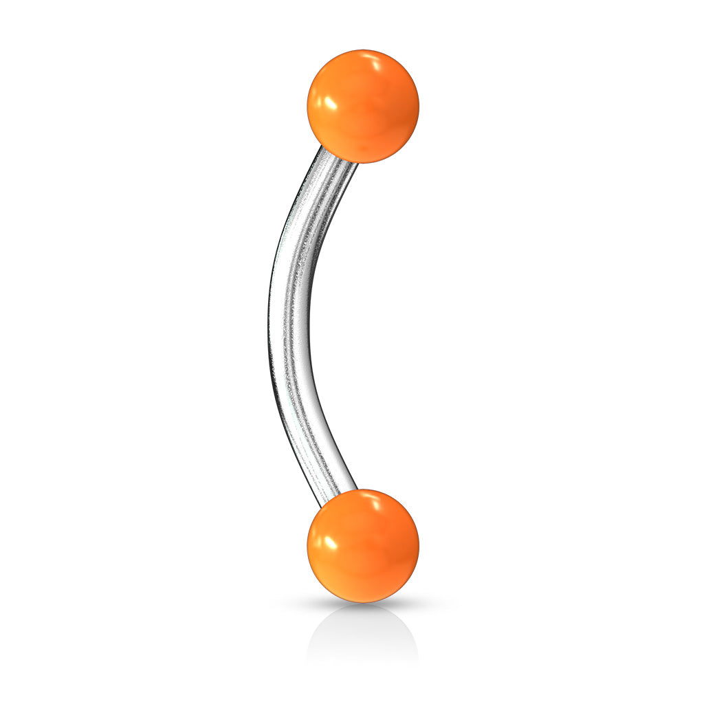 Solid Color Acrylic Balls Surgical Steel Curve Eyebrow